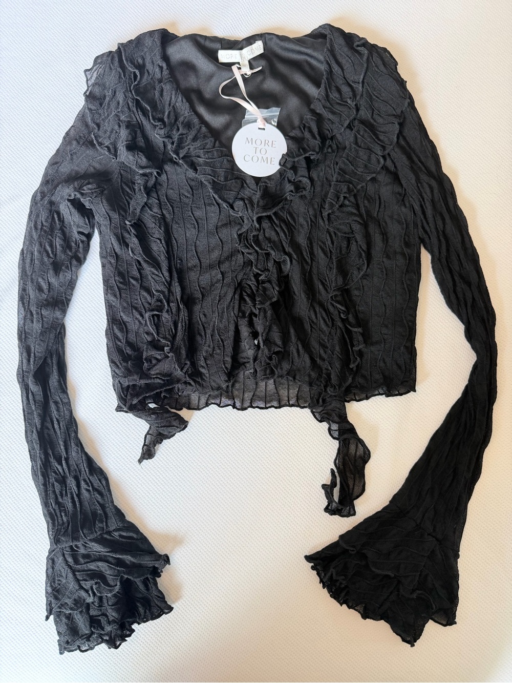 MORE TO COME Black Ruffled Long Sleeve Top